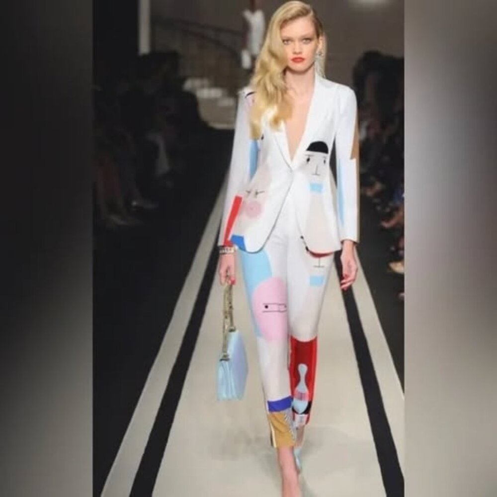 New* L'ATISTE Abstract Paint Splatter Print Pants Set Multicolor Size M $120